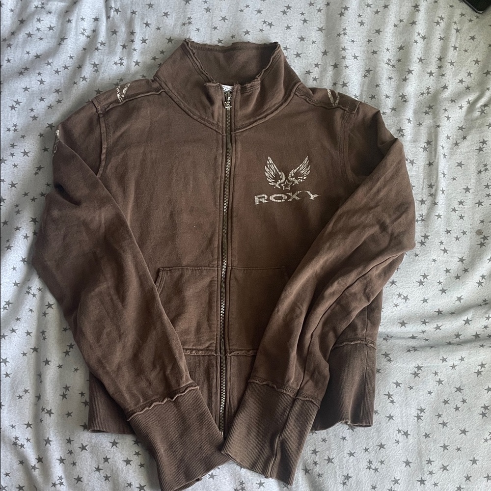 Roxy Chocolate Brown Zip-Up Sweatshirt